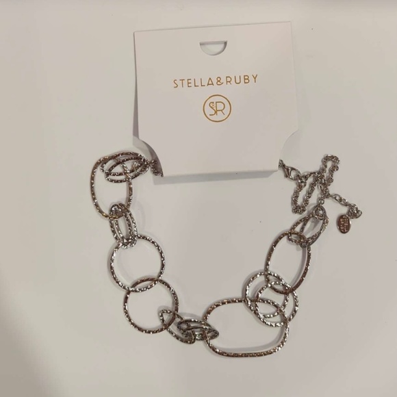 Stella And Ruby Silver Hammered Link Necklace - Picture 3 of 4